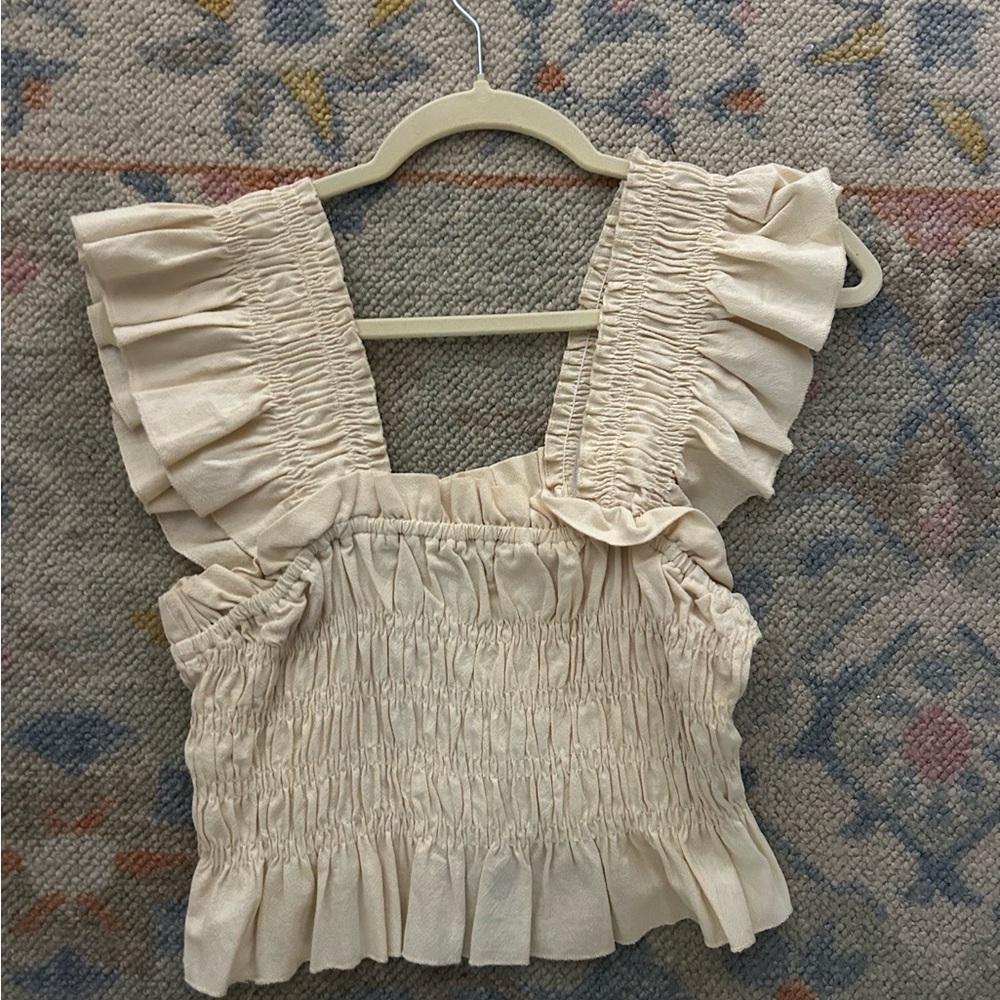 Cream Ruffled Women's Top